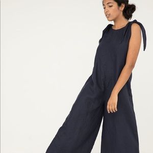 Elizabeth Suzann Isadora jumpsuit navy linen S-S
